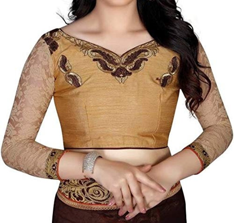 Floral Print Bollywood Poly Georgette Beige, Maroon women dress indian traditional design Cotton Blend Saree Embroidered
