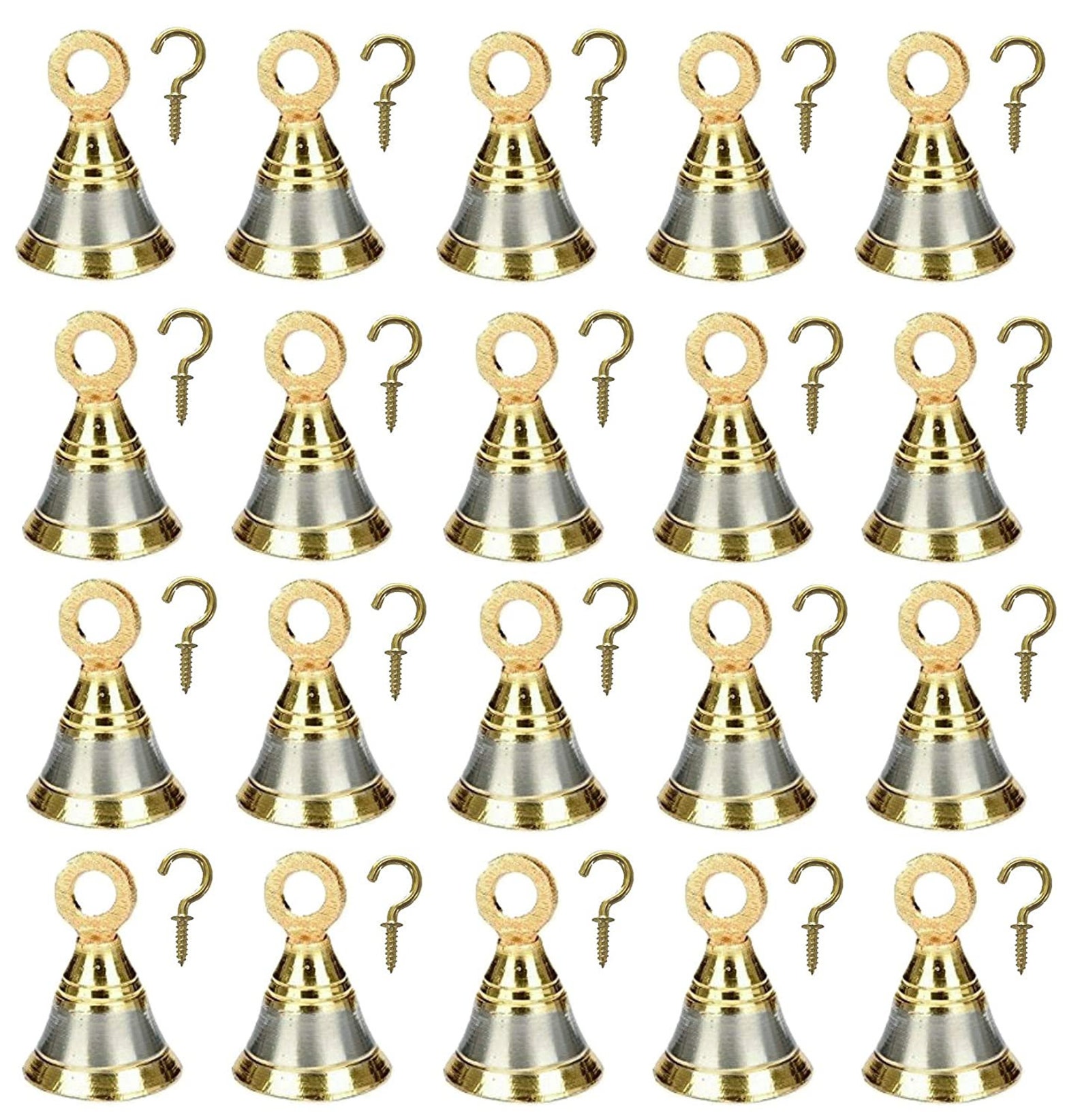 Brass Pooja Room Bells With J Hook silver Gold_2 Inch Pack Etsy UK