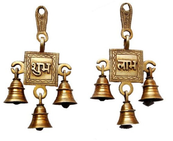 Brass Wall Hanging Subh Labh Indian Home Decor Gift Item Bell India - Brass Wall Hangings Indian