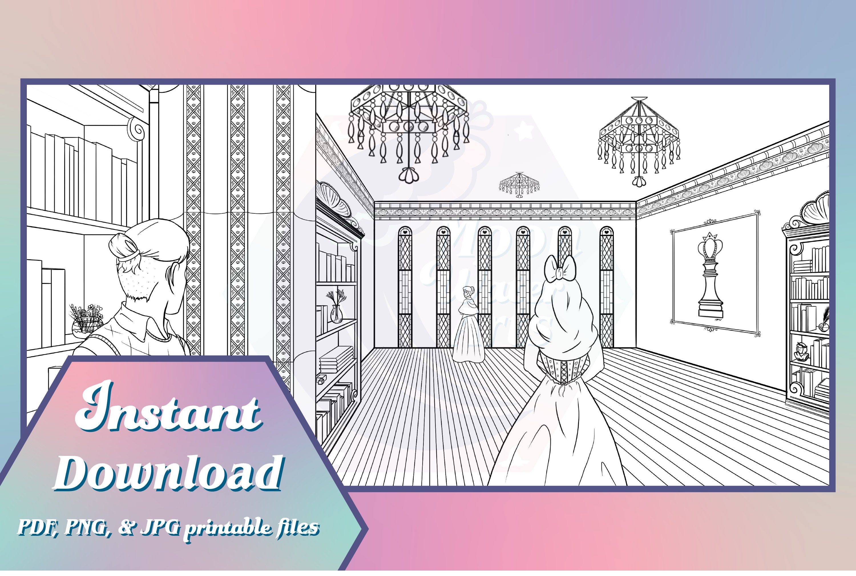 Lady in Waiting || Adult Coloring Page - Etsy