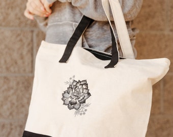 Embroidered Succulent Bag