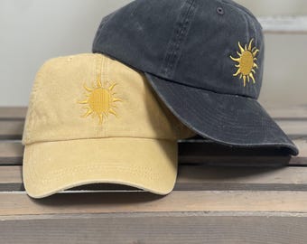 Sun 2-inch high Embroidery: Customizable soft cotton adjustable Baseball Cap