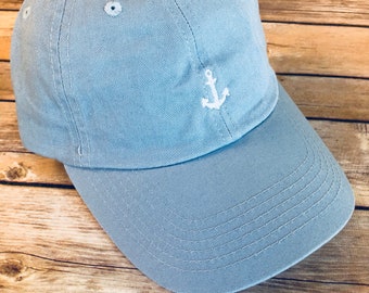 Anchor Embroidered Baseball Cap, Customizable seaside soft cotton adjustable hat