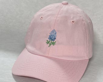 Lilac Embroidered Cotton Hat: Customizable Floral cap