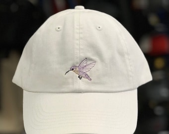 Hummingbird Embroidered Baseball Hat: Customizable Soft Cotton Cap