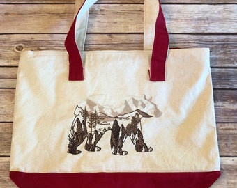 Red California Bear Tote Bag