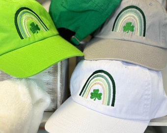 Embroidered Clover Rainbow Hat: Personalized St. Patrick's Day Gift
