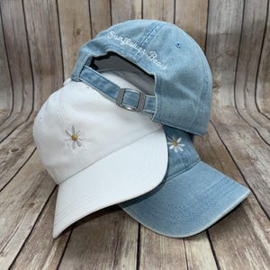 Daisy Embroidered Cotton Baseball Cap: Personalized Bachelorette Hat image 3