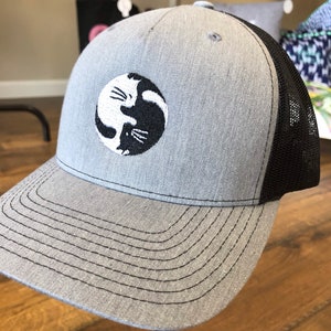 Ying Yang embroidered Trucker Hat. Choose placement, choose hat color