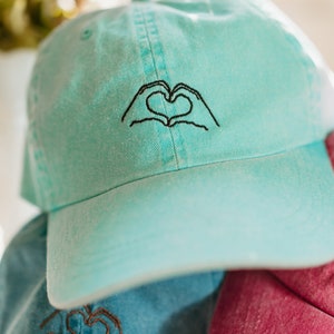 Heart Hands Embroidered Baseball Hat, Customizable Hat, Soft Hat, Personalized Baseball Hat, Custom Gift, Bachelorette Hat, Cotton Hat