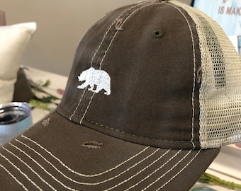 Bear soft distressed mesh hat