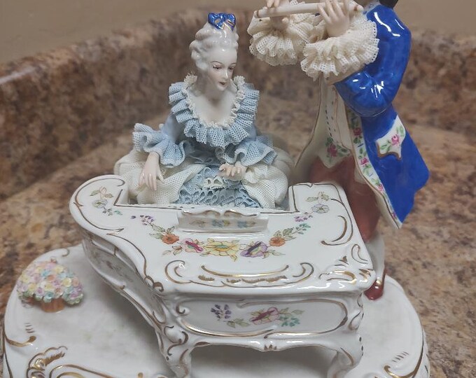 Vintage Irish Dresden Porcelain Lace Figurine magic Flute Etsy