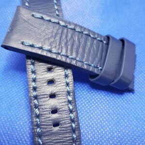 Custom Vintage Distressed Leather Strap  24mm (Blue)