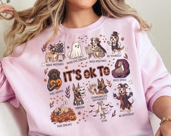 It's Ok To Be Different Autism Dog Halloween Sweatshirt, Autism Acceptance Comfort Colors Sweater, Special Education, Neurodiversity Gift
