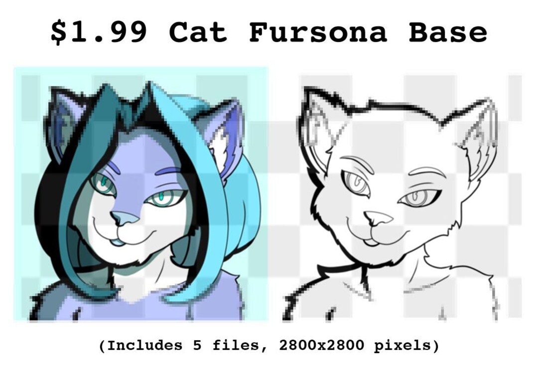 Furry Template: Cat Fursona Base P2U - Etsy