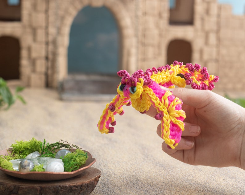 Sensory Toy Dragon Figure, Kawaii Plush Dragon Travel Toy, Loom Bands Dragon Gift, Autism ADHD ASD Stim Toy, The Dragon Girl Char image 4