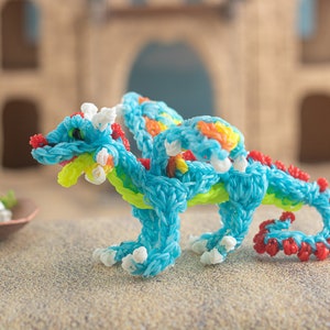 Squishy Soft Dragon Plush, Stretchy Dragon Age Fantasy Creature, Rainbow Loom Crochet Dragon Figurine,  Autism Sensory Play Poseable Dragon