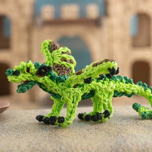 Kawaii Plush Dragon Age Geeky Gifts, Soft Toy Squishy Dragon Plush,  Green Posable Dragon Fantasy Miniatures, Rainbow Loom Crochet Animals