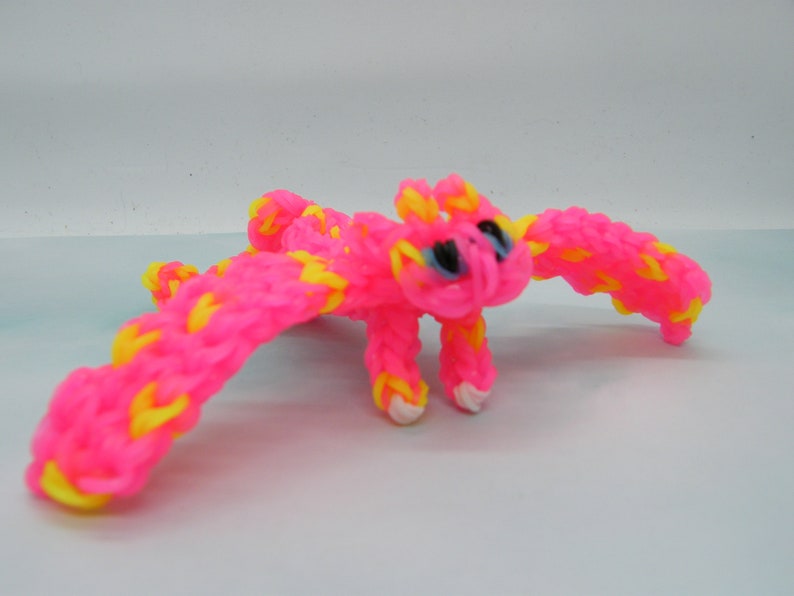 Dragon Plushie Travel Toys Squishies OOAK Dragon Fidget Toy Kawaii Plush Dragon Sculpture Loom Bands Crochet Items Hot Pink Yellow Spots