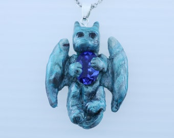 Polymer Clay Dragon Necklace, Dragon Pendant Geek Jewelry, Dragon Jewelry Fantasy Necklace, Cute Dragon Charm, Dragon Age Crystal Jewellery