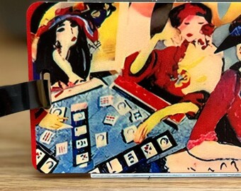 Mah jong Vintage Ladies Luggage Tag
