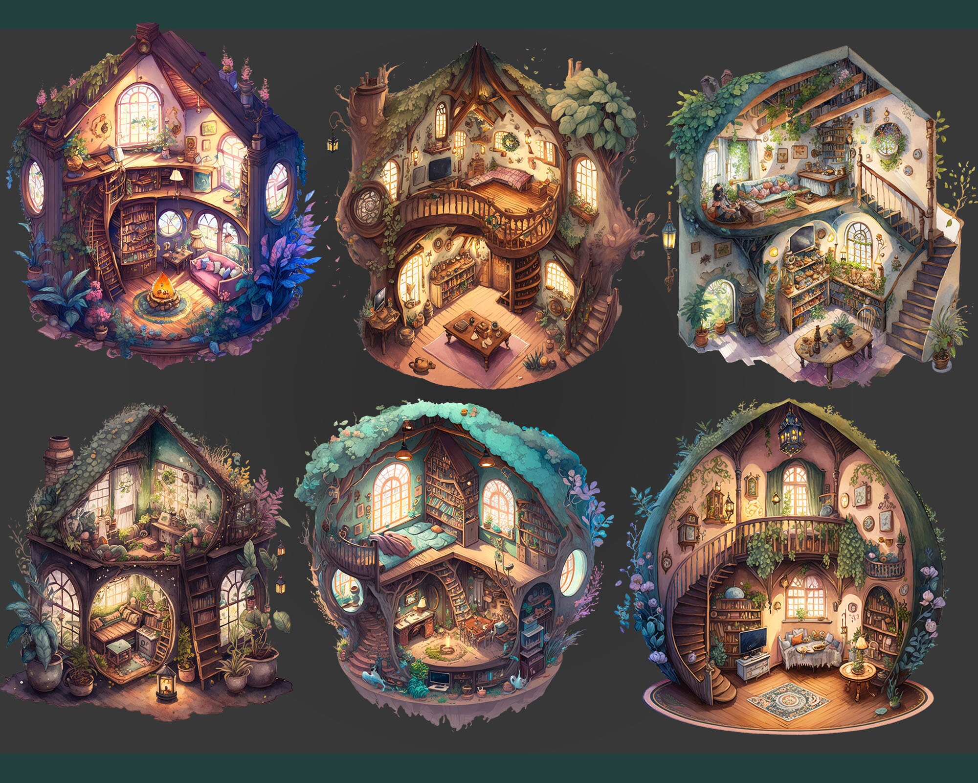 Cottagecore Interior Clipart, Hobbit Home, Cozy PNG (digital Download ...