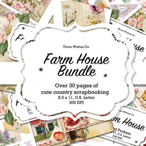 Bundle, Farm House, Country, junk journal, Printable, shabby chic, digital collage, scrapbooking ephemera, download istantaneo