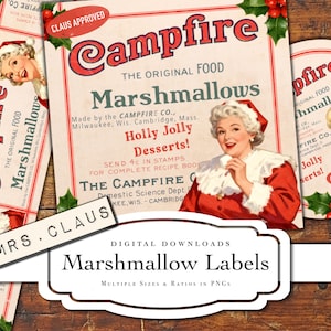 Vintage Christmas Marshmallow Tin Label Replica (Digital Download)