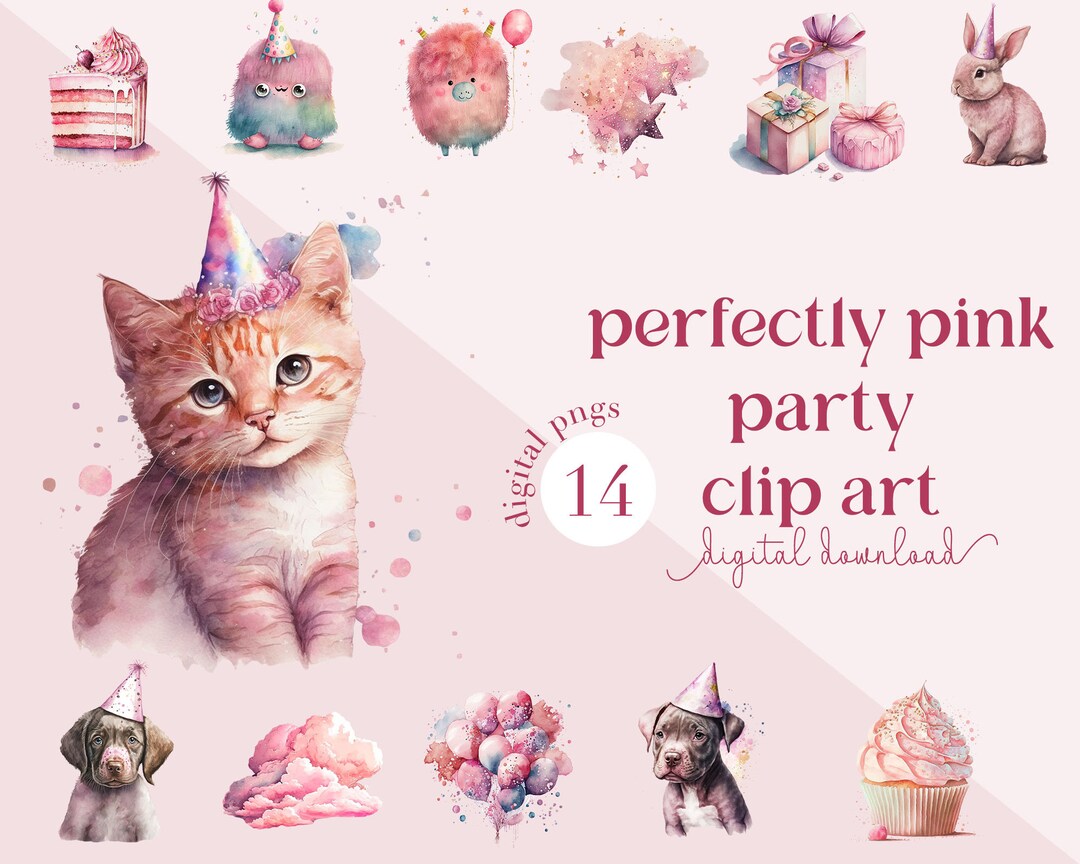 Pink Birthday PNG, Clip Art, Little Girl, DIY Invitation, Ephemera