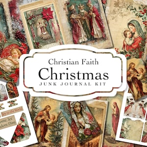 Junk Journal Kit | Jesus | Faith | Christian Christmas | Nativity | Ephemera | Digital Download | Distressed Paper | JPEG | Embellishment