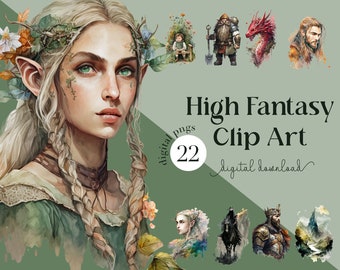 High Fantasy Watercolor Clipart, RPG Ephemera (Digital Download)