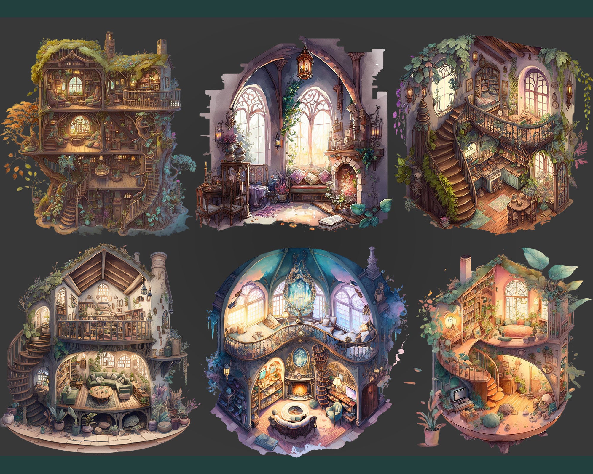 Cottagecore Interior Clipart, Hobbit Home, Cozy PNG (digital Download ...