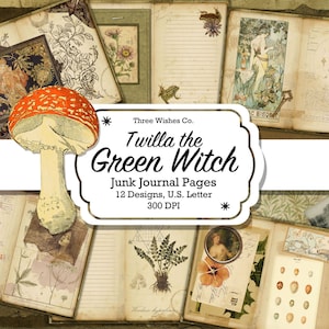 Green Witch Junk Journal Pages, Grimoire, Witch Collage, Spell Book, Wicca, Pagan, Witchcraft, Collage, Junk Journal, Digital Download