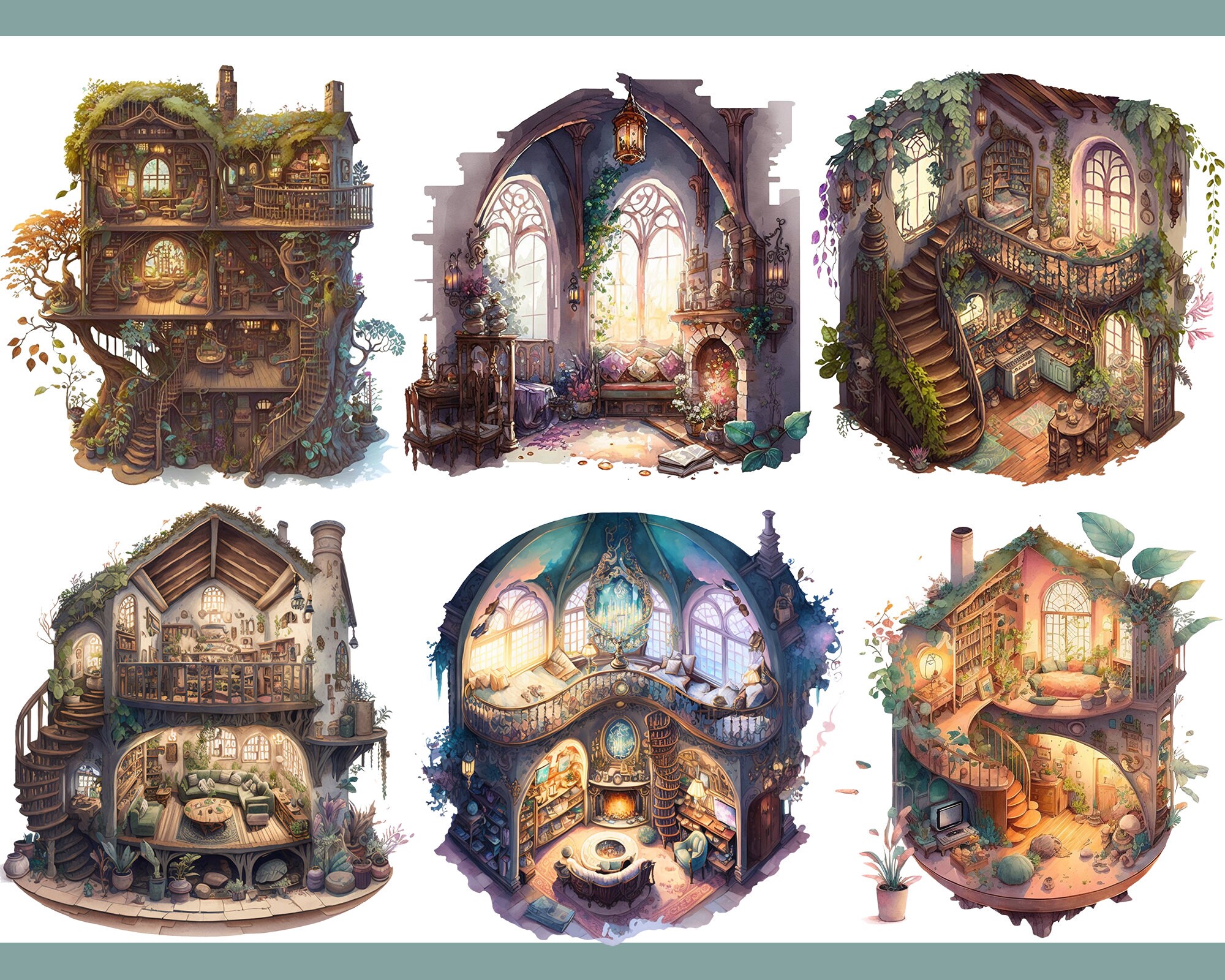 Cottagecore Interior Clipart, Hobbit Home, Cozy PNG (digital Download ...