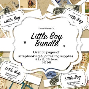 Little Boy Bundle, Geschenken voor hem, Geschenken voor mama, junk journal, Afdrukbare, armoedig, collage, scrapbooking ephemera, instant download