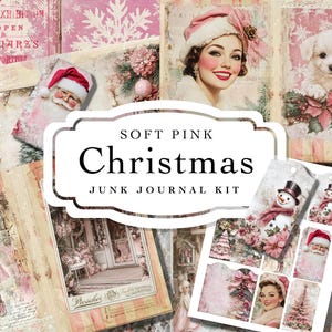 Junk Journal Kit | Pink | Feminine | Christmas | Girly | Ephemera | Digital Download | Distressed Paper | Lace | Retro | JPEG | Fussy Cut