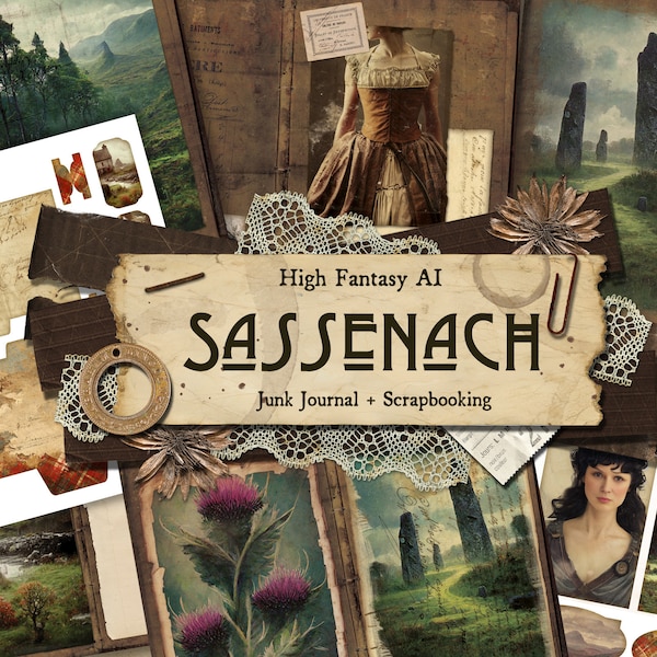 Sassenach Crafting Kit, Outlander, Ephemera, Scrapbook, Collage, Outlander Series, Witchcraft, Collage, Junk Journal, Digital Download
