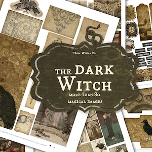 Dark Witch Crafting Kit, Hedge Ephemera, Scrapbook, Grimoire, Collage, Livre de sorts, Wicca, Sorcellerie, Junk Journal, Téléchargement numérique