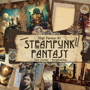 Steampunk Fantasy Crafting Kit, Ephemera, Scrapbook, Collage, Victorian, Grunge, London, Gothic, Junk Journal, Digital Download