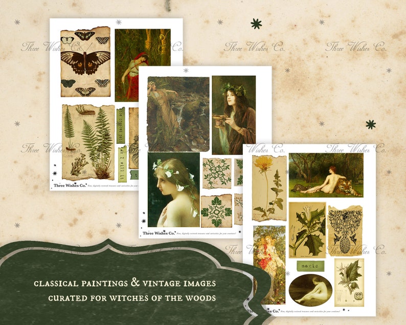 Wald Hexe Ephemera Kit, Scrapbook Collage, Grimoire Seiten (Digitaler Download) Bild 3