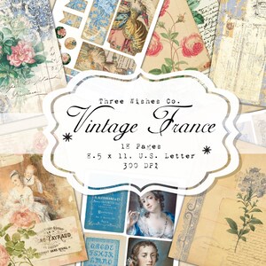 Vintage Francia, effimero francese, Junk Journal, Scrapbook, Art Journal, collage digitale, download istantaneo