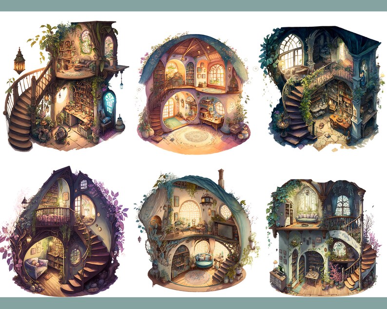 Cottagecore Interior Clipart, Hobbit Home, Cozy PNG (digital Download ...