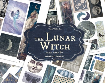 Lunar Witch Crafting Kit, Ephemera, Scrapbook, Grimoire, Collage, Spell Book, Wicca, Witchcraft, Collage, Junk Journal, Digital Download