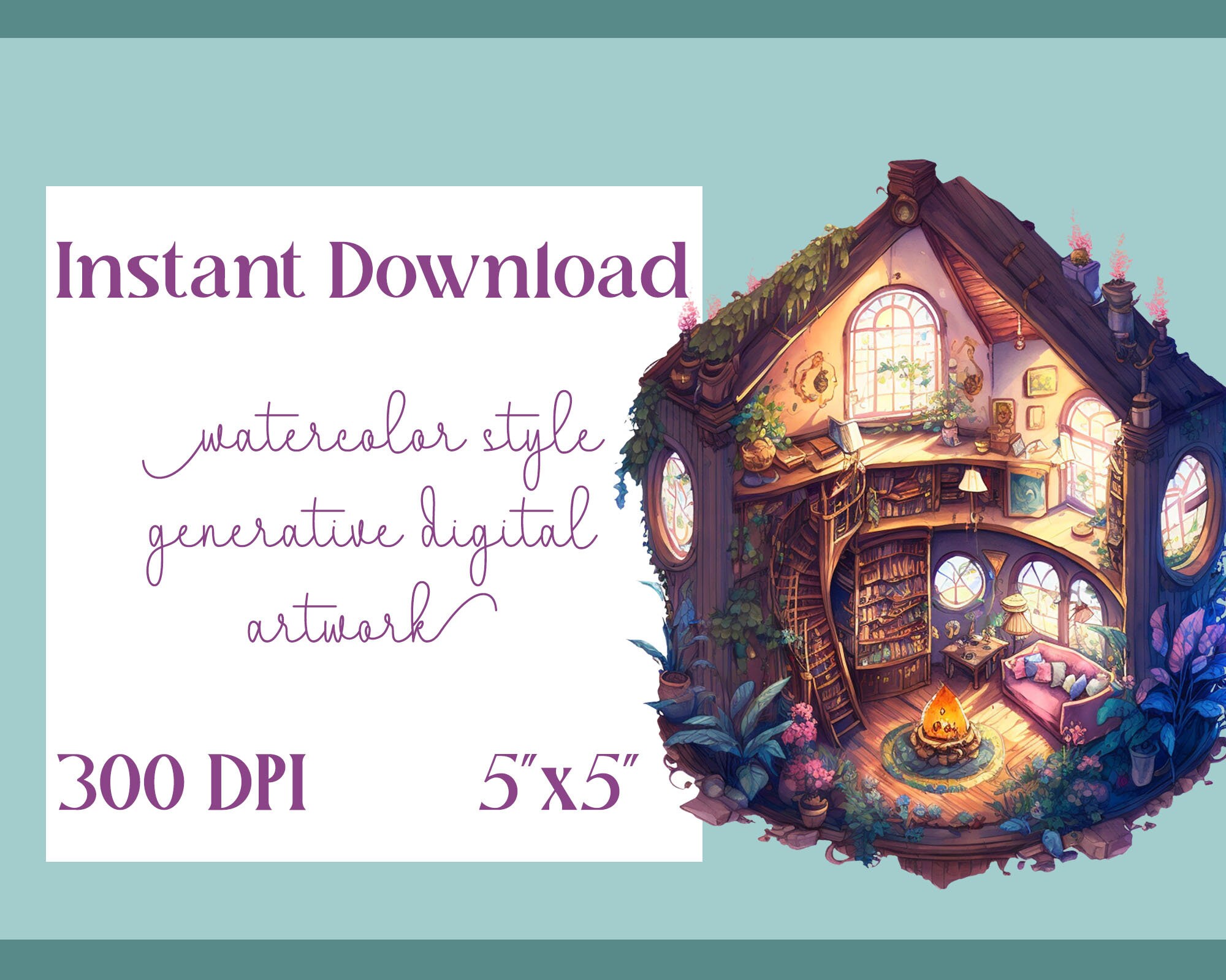 Cottagecore Interior Clipart, Hobbit Home, Cozy PNG (digital Download ...
