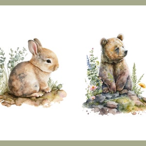 Woodland Animals PNG, Clip Art, Baby, Birthday, Nursery, Fox, Owl, Deer