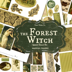 Forest Witch Crafting Kit, Ephemera, Scrapbook, Grimoire, Collage, Spell Book, Wicca, Witchcraft, Collage, Junk Journal, Digital Download