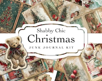 Kit de diario basura navideño estilo shabby chic / Efímeras vintage (descarga digital)