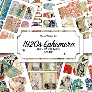 1920 年代、アールデコ、ジャンク ジャーナル、フラッパー ガール、装飾、グレート ギャツビー、スクラップブック、エフェメラ、低予算コラージュ、コラージュ、即時ダウンロード