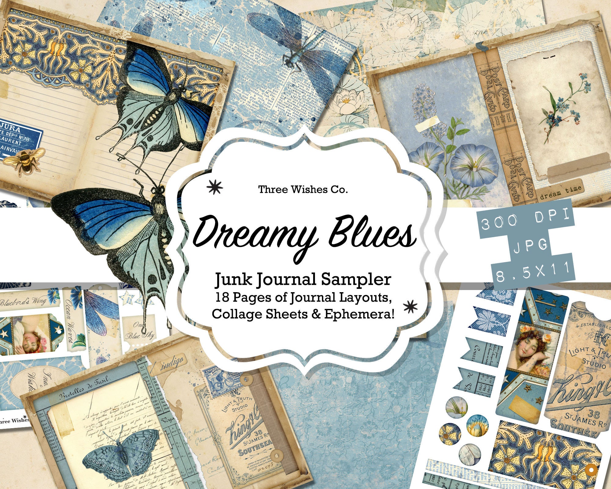 Journal Blue Basic Craft Supplies & Tools Papercraft All in one Basic Blues Junk Journal ...