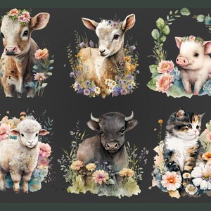 Farm Animals PNG, Clip Art, Baby, Birthday, Nursery, Farmyard, Calf